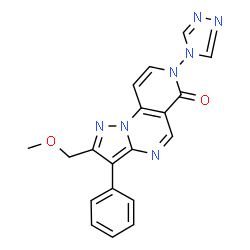 ChemSpider 2D Image | 2-(Methoxymethyl)-3-phenyl-7-(4H-1,2,4-triazol-4-yl)pyrazolo[1,5-a]pyrido[3,4-e]pyrimidin-6(7H)-one | C19H15N7O2