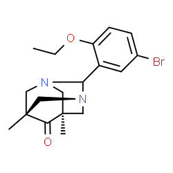 ChemSpider 2D Image | (5s,7s)-2-(5-Bromo-2-ethoxyphenyl)-5,7-dimethyl-1,3-diazatricyclo[3.3.1.1~3,7~]decan-6-one | C18H23BrN2O2