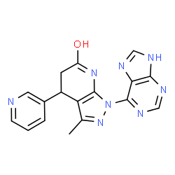 ChemSpider 2D Image | 3-Methyl-1-(1H-purin-6-yl)-4-(3-pyridinyl)-1,4,5,7-tetrahydro-6H-pyrazolo[3,4-b]pyridin-6-one | C17H14N8O