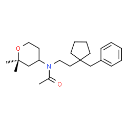 ChemSpider 2D Image | N-[2-(1-Benzylcyclopentyl)ethyl]-N-(2,2-dimethyltetrahydro-2H-pyran-4-yl)acetamide | C23H35NO2
