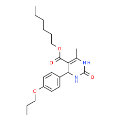 ChemSpider 2D Image | Hexyl 6-methyl-2-oxo-4-(4-propoxyphenyl)-1,2,3,4-tetrahydro-5-pyrimidinecarboxylate | C21H30N2O4