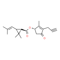 ChemSpider 2D Image | (1S)-2-Methyl-4-oxo-3-(2-propyn-1-yl)-2-cyclopenten-1-yl 2,2-dimethyl-3-(2-methyl-1-propen-1-yl)cyclopropanecarboxylate | C19H24O3