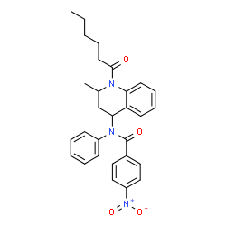 ChemSpider 2D Image | N-(1-Hexanoyl-2-methyl-1,2,3,4-tetrahydro-4-quinolinyl)-4-nitro-N-phenylbenzamide | C29H31N3O4