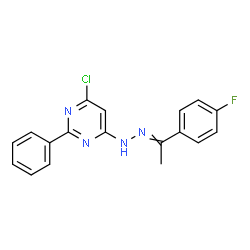 ChemSpider 2D Image | 4-Chloro-6-{2-[1-(4-fluorophenyl)ethylidene]hydrazino}-2-phenylpyrimidine | C18H14ClFN4