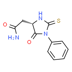 ChemSpider 2D Image | 2-[(4S)-5-Oxo-1-phenyl-2-thioxo-4-imidazolidinyl]acetamide | C11H11N3O2S