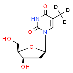 ChemSpider 2D Image | 1-(2-Deoxy-beta-D-threo-pentofuranosyl)-5-(~2~H_3_)methyl-2,4(1H,3H)-pyrimidinedione | C10H11D3N2O5