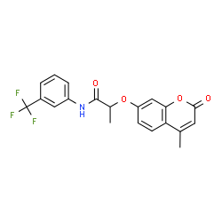ChemSpider 2D Image | 2-[(4-Methyl-2-oxo-2H-chromen-7-yl)oxy]-N-[3-(trifluoromethyl)phenyl]propanamide | C20H16F3NO4