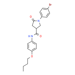 ChemSpider 2D Image | 1-(4-Bromophenyl)-N-(4-butoxyphenyl)-5-oxo-3-pyrrolidinecarboxamide | C21H23BrN2O3
