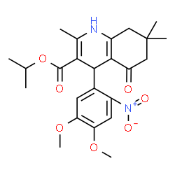 ChemSpider 2D Image | isopropyl 4-(4,5-dimethoxy-2-nitrophenyl)-2,7,7-trimethyl-5-oxo-1,4,6,8-tetrahydroquinoline-3-carboxylate | C24H30N2O7