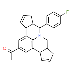 ChemSpider 2D Image | 1-[7-(4-Fluorophenyl)-3b,6,6a,7,9,9a,10,12a-octahydrocyclopenta[c]cyclopenta[4,5]pyrido[3,2,1-ij]quinolin-2-yl]ethanone | C26H24FNO