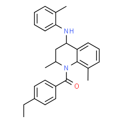 ChemSpider 2D Image | {2,8-Dimethyl-4-[(2-methylphenyl)amino]-3,4-dihydro-1(2H)-quinolinyl}(4-ethylphenyl)methanone | C27H30N2O