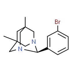 ChemSpider 2D Image | 2-(3-Bromophenyl)-5,7-dimethyl-1,3-diazatricyclo[3.3.1.1~3,7~]decane | C16H21BrN2