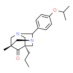 ChemSpider 2D Image | (5s,7s)-2-(4-Isopropoxyphenyl)-5-methyl-7-propyl-1,3-diazatricyclo[3.3.1.1~3,7~]decan-6-one | C21H30N2O2
