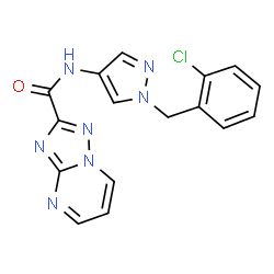 ChemSpider 2D Image | N-[1-(2-Chlorobenzyl)-1H-pyrazol-4-yl][1,2,4]triazolo[1,5-a]pyrimidine-2-carboxamide | C16H12ClN7O