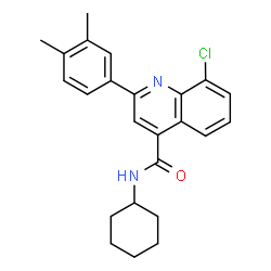 ChemSpider 2D Image | 8-Chloro-N-cyclohexyl-2-(3,4-dimethylphenyl)-4-quinolinecarboxamide | C24H25ClN2O