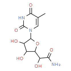 ChemSpider 2D Image | 2-[3,4-Dihydroxy-5-(5-methyl-2,4-dioxo-3,4-dihydro-1(2H)-pyrimidinyl)tetrahydro-2-furanyl]-2-hydroxyacetamide | C11H15N3O7