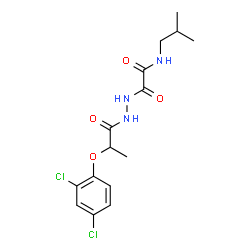 ChemSpider 2D Image | 2-{2-[2-(2,4-Dichlorophenoxy)propanoyl]hydrazino}-N-isobutyl-2-oxoacetamide | C15H19Cl2N3O4