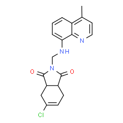ChemSpider 2D Image | 5-Chloro-2-{[(4-methyl-8-quinolinyl)amino]methyl}-3a,4,7,7a-tetrahydro-1H-isoindole-1,3(2H)-dione | C19H18ClN3O2