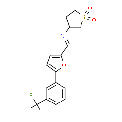 ChemSpider 2D Image | N-[(E)-{5-[3-(Trifluoromethyl)phenyl]-2-furyl}methylene]tetrahydrothiophen-3-amine 1,1-dioxide | C16H14F3NO3S