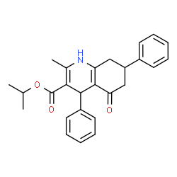 ChemSpider 2D Image | Isopropyl 2-methyl-5-oxo-4,7-diphenyl-1,4,5,6,7,8-hexahydro-3-quinolinecarboxylate | C26H27NO3