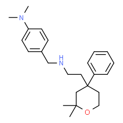 ChemSpider 2D Image | 4-({[2-(2,2-Dimethyl-4-phenyltetrahydro-2H-pyran-4-yl)ethyl]amino}methyl)-N,N-dimethylaniline | C24H34N2O