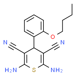 ChemSpider 2D Image | 2,6-Diamino-4-(2-butoxyphenyl)-4H-thiopyran-3,5-dicarbonitrile | C17H18N4OS