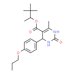 ChemSpider 2D Image | 3,3-Dimethyl-2-butanyl 6-methyl-2-oxo-4-(4-propoxyphenyl)-1,2,3,4-tetrahydro-5-pyrimidinecarboxylate | C21H30N2O4