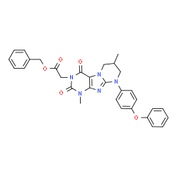 ChemSpider 2D Image | Benzyl [1,7-dimethyl-2,4-dioxo-9-(4-phenoxyphenyl)-1,4,6,7,8,9-hexahydropyrimido[2,1-f]purin-3(2H)-yl]acetate | C31H29N5O5