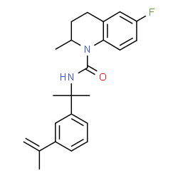 ChemSpider 2D Image | 6-Fluoro-N-[2-(3-isopropenylphenyl)-2-propanyl]-2-methyl-3,4-dihydro-1(2H)-quinolinecarboxamide | C23H27FN2O