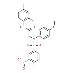 ChemSpider 2D Image | N-(2,4-Dimethylphenyl)-N~2~-(4-methoxyphenyl)-N~2~-[(4-methyl-3-nitrophenyl)sulfonyl]glycinamide | C24H25N3O6S