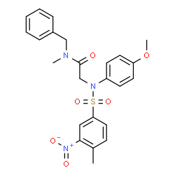 ChemSpider 2D Image | N-Benzyl-N~2~-(4-methoxyphenyl)-N-methyl-N~2~-[(4-methyl-3-nitrophenyl)sulfonyl]glycinamide | C24H25N3O6S