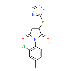 ChemSpider 2D Image | 2,5-Pyrrolidinedione, 1-(2-chloro-4-methylphenyl)-3-(4H-1,2,4-triazol-3-ylthio)- | C13H11ClN4O2S