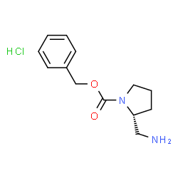 ChemSpider 2D Image | (R)-Benzyl 2-(aminomethyl)pyrrolidine-1-carboxylate hydrochloride | C13H19ClN2O2