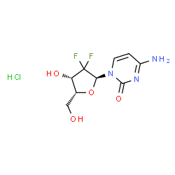 ChemSpider 2D Image | 4-Amino-1-(2-deoxy-2,2-difluoro-alpha-D-threo-pentofuranosyl)-2(1H)-pyrimidinone hydrochloride (1:1) | C9H12ClF2N3O4