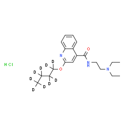 ChemSpider 2D Image | 2-[(~2~H_9_)Butyloxy]-N-[2-(diethylamino)ethyl]-4-quinolinecarboxamide hydrochloride (1:1) | C20H21D9ClN3O2