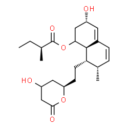 ChemSpider 2D Image | (3S,7S,8S,8aR)-3-Hydroxy-8-{2-[(2R)-4-hydroxy-6-oxotetrahydro-2H-pyran-2-yl]ethyl}-7-methyl-1,2,3,7,8,8a-hexahydro-1-naphthalenyl (2S)-2-methylbutanoate | C23H34O6