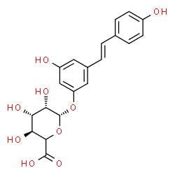 ChemSpider 2D Image | 3-Hydroxy-5-[(E)-2-(4-hydroxyphenyl)vinyl]phenyl (5xi)-beta-D-lyxo-hexopyranosiduronic acid | C20H20O9