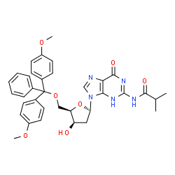 ChemSpider 2D Image | 5'-O-[Bis(4-methoxyphenyl)(phenyl)methyl]-2'-deoxy-N-isobutyrylguanosine | C35H37N5O7