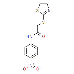 ChemSpider 2D Image | 2-(4,5-Dihydro-1,3-thiazol-2-ylsulfanyl)-N-(4-nitrophenyl)acetamide | C11H11N3O3S2