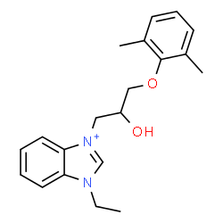 ChemSpider 2D Image | 3-[3-(2,6-Dimethylphenoxy)-2-hydroxypropyl]-1-ethyl-1H-benzimidazol-3-ium | C20H25N2O2