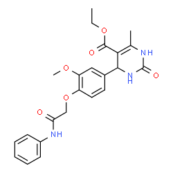 ChemSpider 2D Image | Ethyl 4-[4-(2-anilino-2-oxoethoxy)-3-methoxyphenyl]-6-methyl-2-oxo-1,2,3,4-tetrahydro-5-pyrimidinecarboxylate | C23H25N3O6