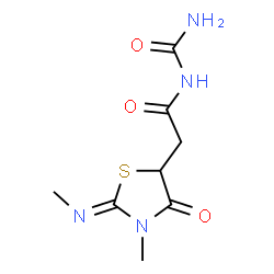 ChemSpider 2D Image | N-Carbamoyl-2-[(2Z)-3-methyl-2-(methylimino)-4-oxo-1,3-thiazolidin-5-yl]acetamide | C8H12N4O3S