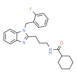 ChemSpider 2D Image | N-{3-[1-(2-Fluorobenzyl)-1H-benzimidazol-2-yl]propyl}cyclohexanecarboxamide | C24H28FN3O