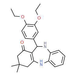 ChemSpider 2D Image | 11-(3,4-Diethoxyphenyl)-3,3-dimethyl-2,3,4,5,10,11-hexahydro-1H-dibenzo[b,e][1,4]diazepin-1-one | C25H30N2O3