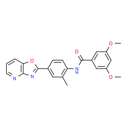 ChemSpider 2D Image | 3,5-Dimethoxy-N-[2-methyl-4-([1,3]oxazolo[4,5-b]pyridin-2-yl)phenyl]benzamide | C22H19N3O4