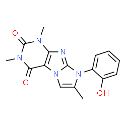 ChemSpider 2D Image | 8-(2-Hydroxy-phenyl)-1,3,7-trimethyl-1H,8H-imidazo[2,1-f]purine-2,4-dione | C16H15N5O3