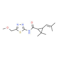 ChemSpider 2D Image | N-[5-(Methoxymethyl)-1,3,4-thiadiazol-2-yl]-2,2-dimethyl-3-(2-methyl-1-propen-1-yl)cyclopropanecarboxamide | C14H21N3O2S