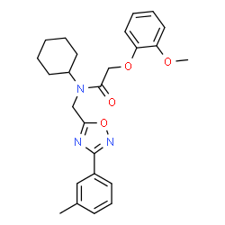 ChemSpider 2D Image | N-Cyclohexyl-2-(2-methoxyphenoxy)-N-{[3-(3-methylphenyl)-1,2,4-oxadiazol-5-yl]methyl}acetamide | C25H29N3O4