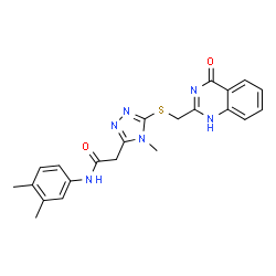 ChemSpider 2D Image | 4H-1,2,4-triazole-3-acetamide, 5-[[(3,4-dihydro-4-oxo-2-quinazolinyl)methyl]thio]-N-(3,4-dimethylphenyl)-4-methyl- | C22H22N6O2S