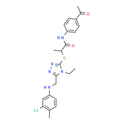 ChemSpider 2D Image | N-(4-Acetylphenyl)-2-[(5-{[(3-chloro-4-methylphenyl)amino]methyl}-4-ethyl-4H-1,2,4-triazol-3-yl)sulfanyl]propanamide | C23H26ClN5O2S